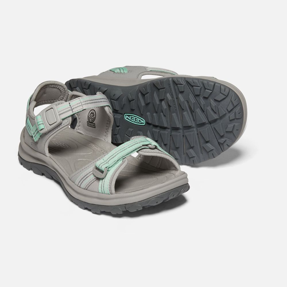 Keen Outdoor Sandalet Kadın Gri/Yeşil - Terradora Ii Open Toe - Türkiye DWQY64385